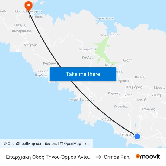 Επαρχιακή Οδός Τήνου-Όρμου Αγίου Ιωάννης, 1333 to Ormos Panormou map