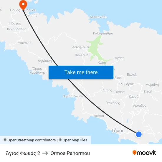 Άγιος Φωκάς 2 to Ormos Panormou map