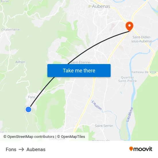 Fons to Aubenas map