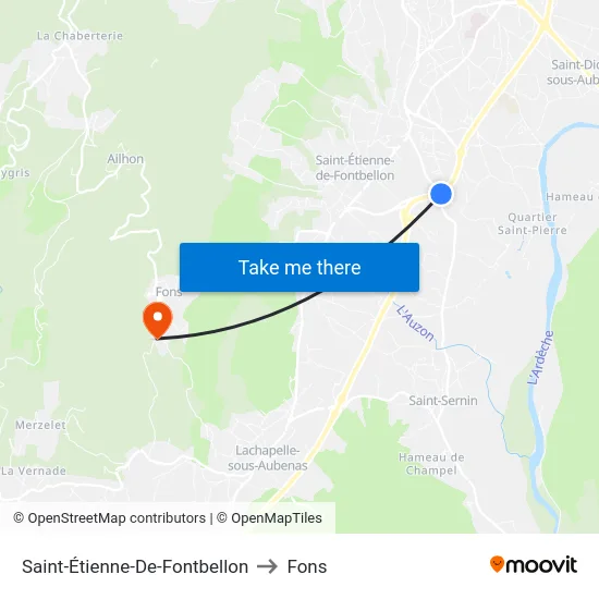 Saint-Étienne-De-Fontbellon to Fons map