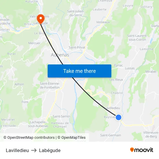 Lavilledieu to Labégude map