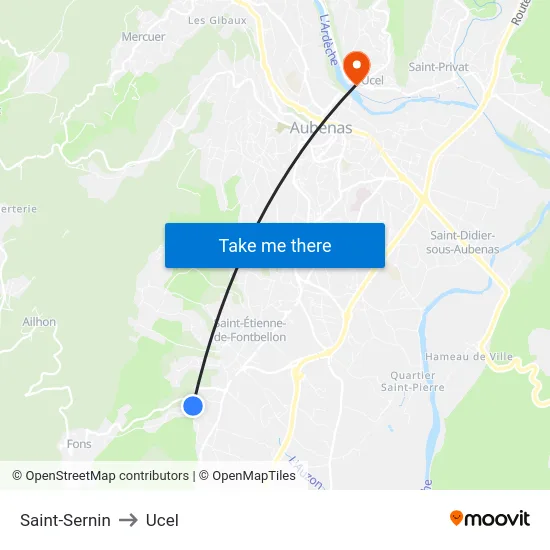 Saint-Sernin to Ucel map