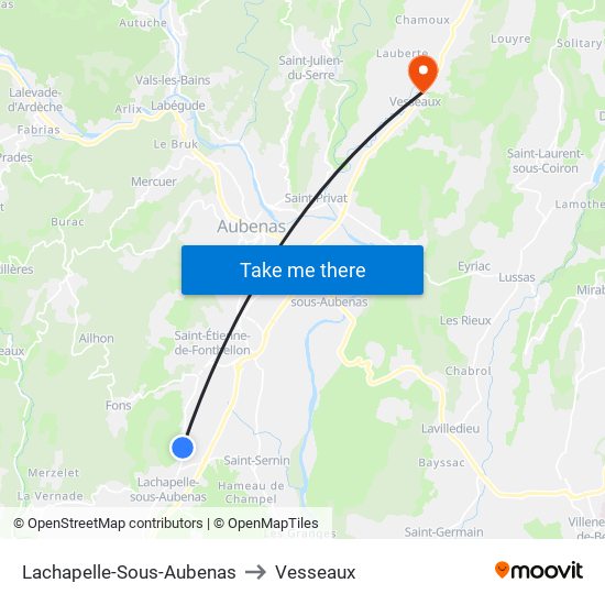 Lachapelle-Sous-Aubenas to Vesseaux map