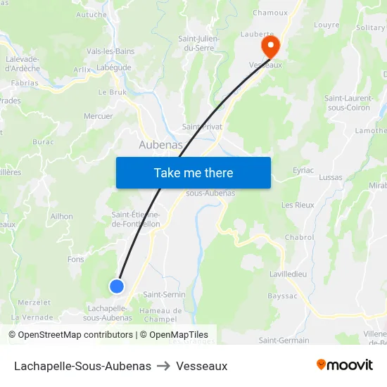 Lachapelle-Sous-Aubenas to Vesseaux map