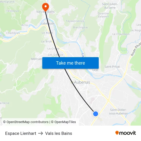Espace Lienhart to Vals les Bains map