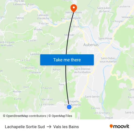 Lachapelle Sortie Sud to Vals les Bains map