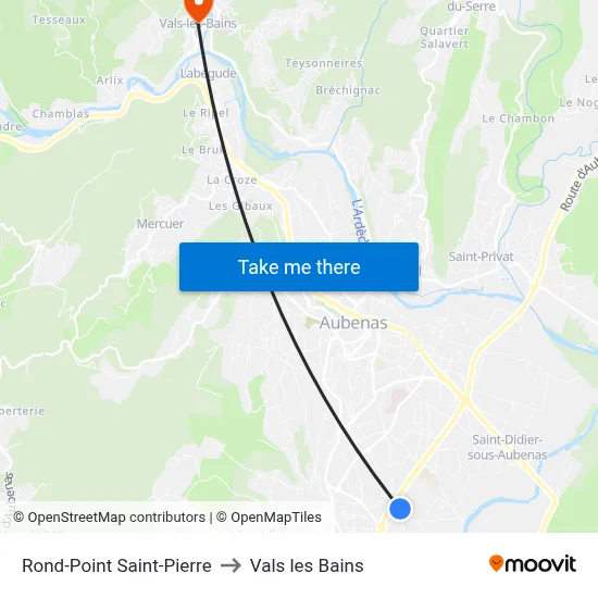 Rond-Point Saint-Pierre to Vals les Bains map