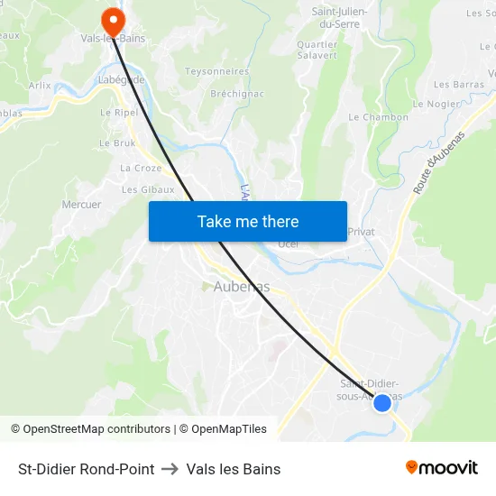St-Didier Rond-Point to Vals les Bains map
