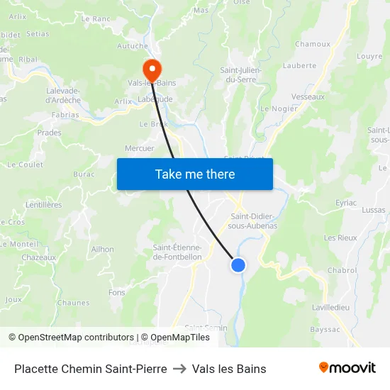 Placette Chemin Saint-Pierre to Vals les Bains map