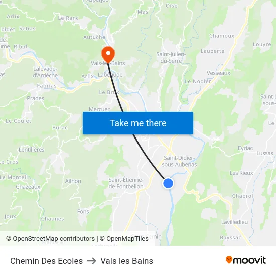 Chemin Des Ecoles to Vals les Bains map