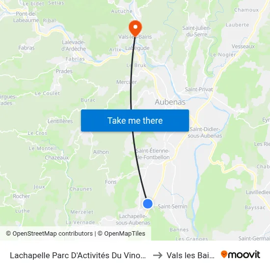 Lachapelle Parc D'Activités Du Vinobre to Vals les Bains map