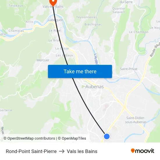 Rond-Point Saint-Pierre to Vals les Bains map