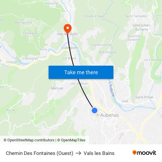 Chemin Des Fontaines (Ouest) to Vals les Bains map