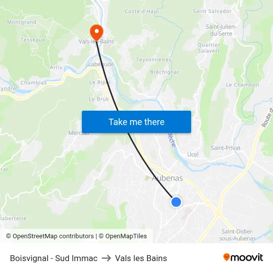 Boisvignal - Sud Immac to Vals les Bains map
