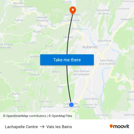 Lachapelle Centre to Vals les Bains map