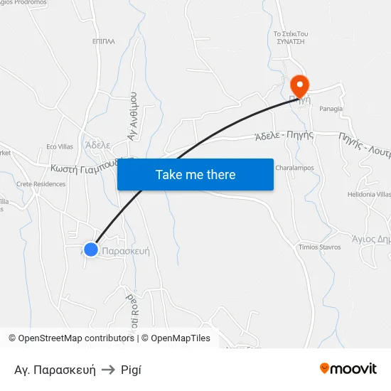 Agia Paraskevi to Pigi map