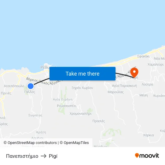 University to Pigi map