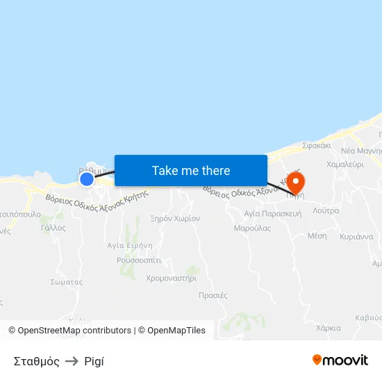 Σταθμός to Pigí map