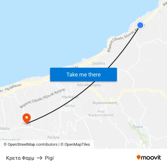 Creta Farm to Pigi map