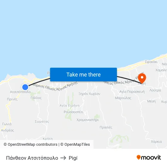 Pantheon Atsitopoulo to Pigi map