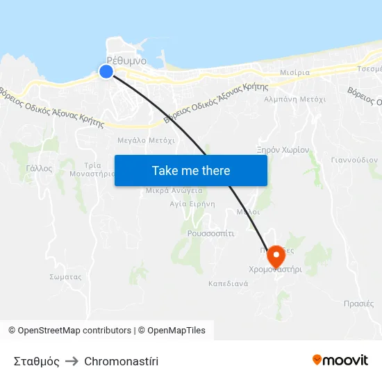 Station to Chromonastiri map