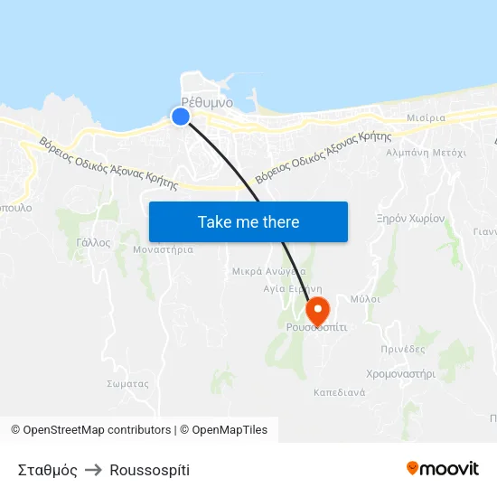 Station to Roussospiti map