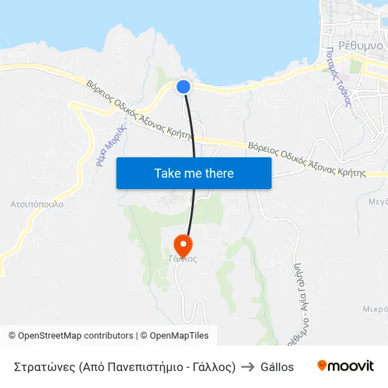 Stratones (From University - Gallos) to Gallos map