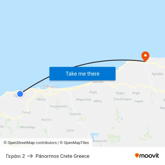 Gerani 2 to Panormos Crete Greece map