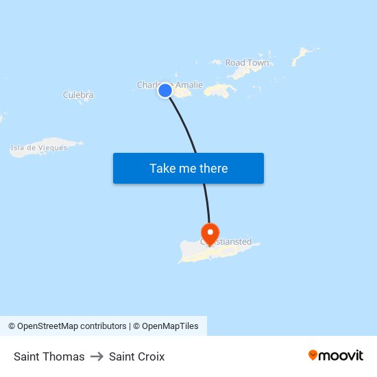 Saint Thomas to Saint Croix map