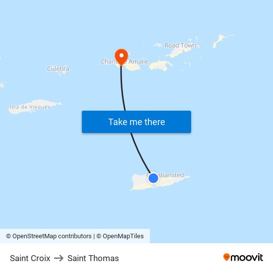Saint Croix to Saint Thomas map