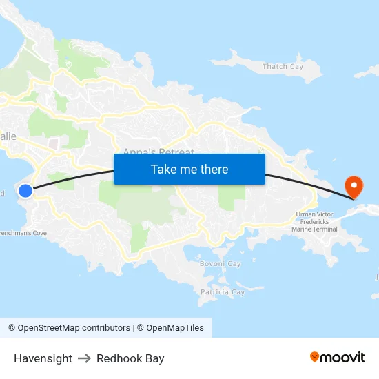 Havensight to Redhook Bay map