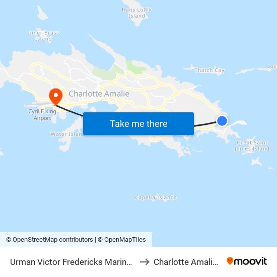 Urman Victor Fredericks Marine Terminal to Charlotte Amalie West map