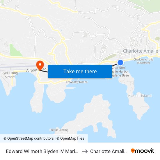 Edward Wilmoth Blyden IV Marine Terminal to Charlotte Amalie West map