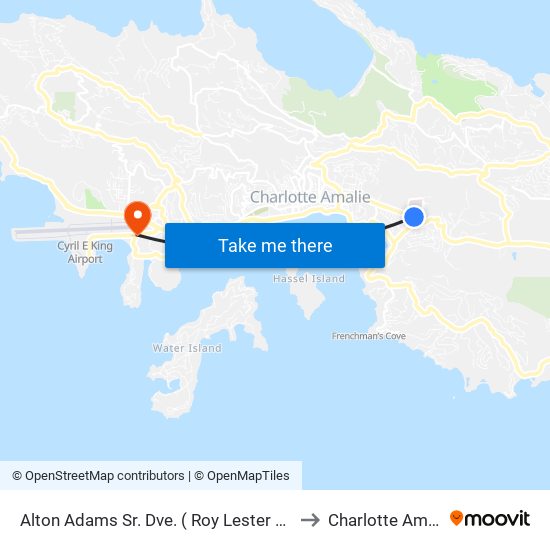 Alton Adams Sr. Dve. ( Roy Lester Schneider Hospital) to Charlotte Amalie West map