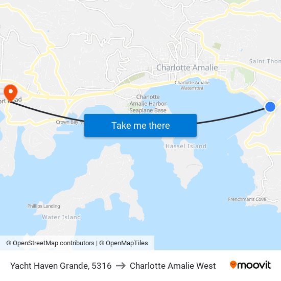 Yacht Haven Grande, 5316 to Charlotte Amalie West map