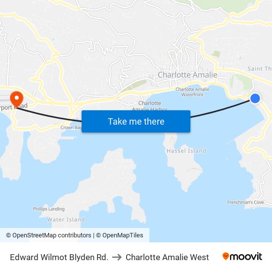 Edward Wilmot Blyden Rd. to Charlotte Amalie West map