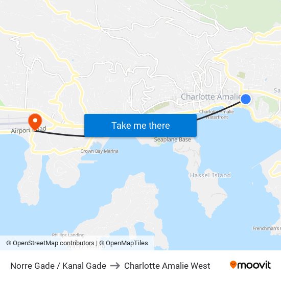 Norre Gade / Kanal Gade to Charlotte Amalie West map