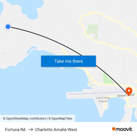 Fortuna Rd. to Charlotte Amalie West map