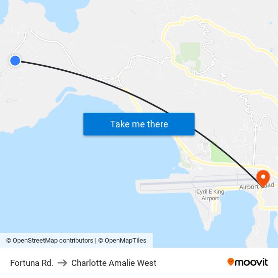 Fortuna Rd. to Charlotte Amalie West map