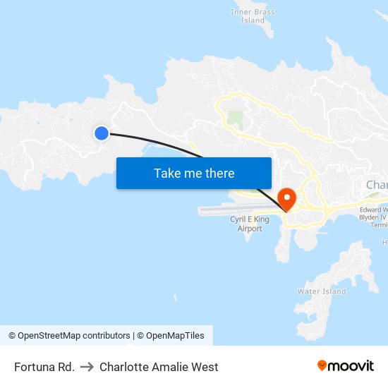 Fortuna Rd. to Charlotte Amalie West map