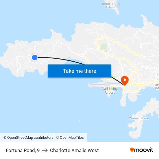 Fortuna Road, 9 to Charlotte Amalie West map