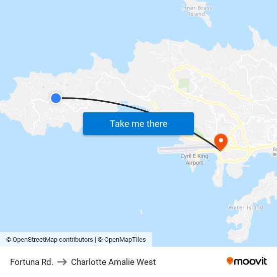 Fortuna Rd. to Charlotte Amalie West map