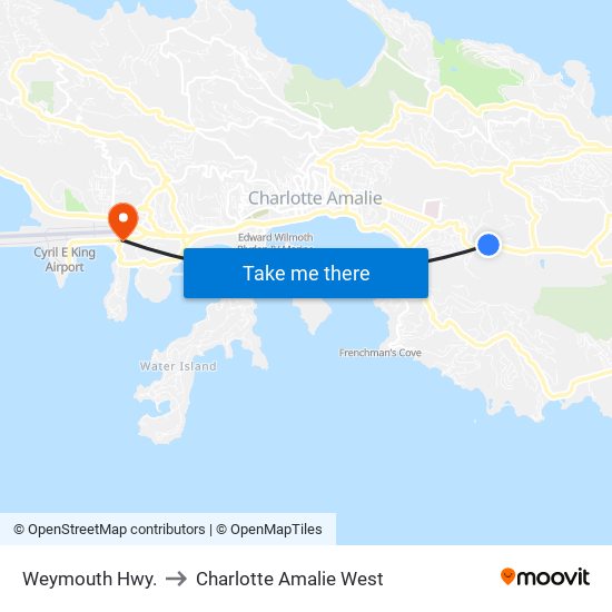 Weymouth Hwy. to Charlotte Amalie West map