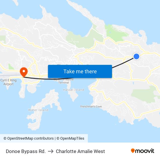 Donoe Bypass Rd. to Charlotte Amalie West map