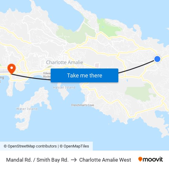 Mandal Rd. / Smith Bay Rd. to Charlotte Amalie West map