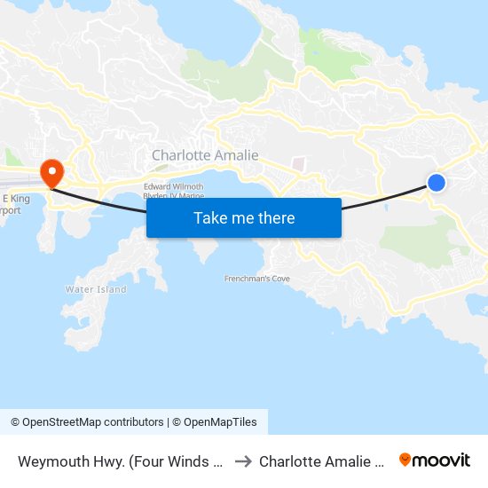Weymouth Hwy. (Four Winds Plaza) to Charlotte Amalie West map