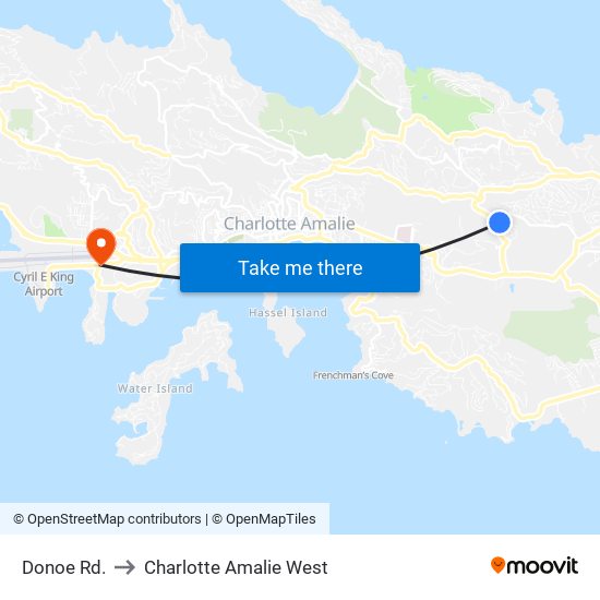 Donoe Rd. to Charlotte Amalie West map