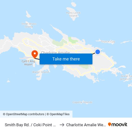 Smith Bay Rd. / Coki Point Rd. to Charlotte Amalie West map