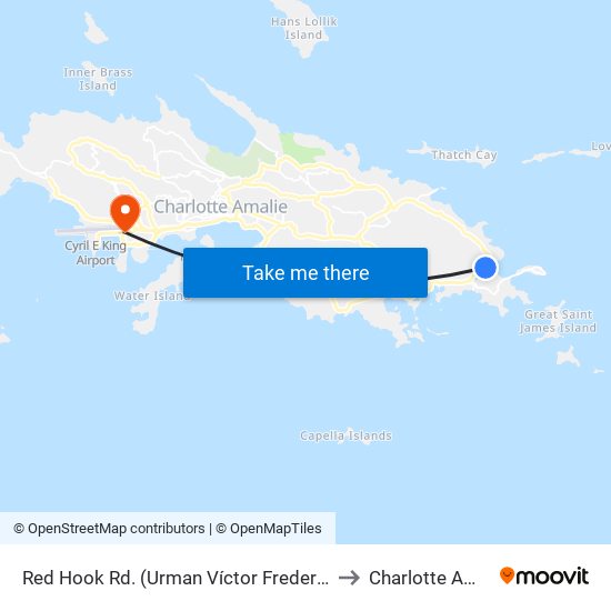 Red Hook Rd. (Urman Víctor Fredericks Marine Terminal) to Charlotte Amalie West map