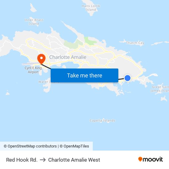 Red Hook Rd. to Charlotte Amalie West map